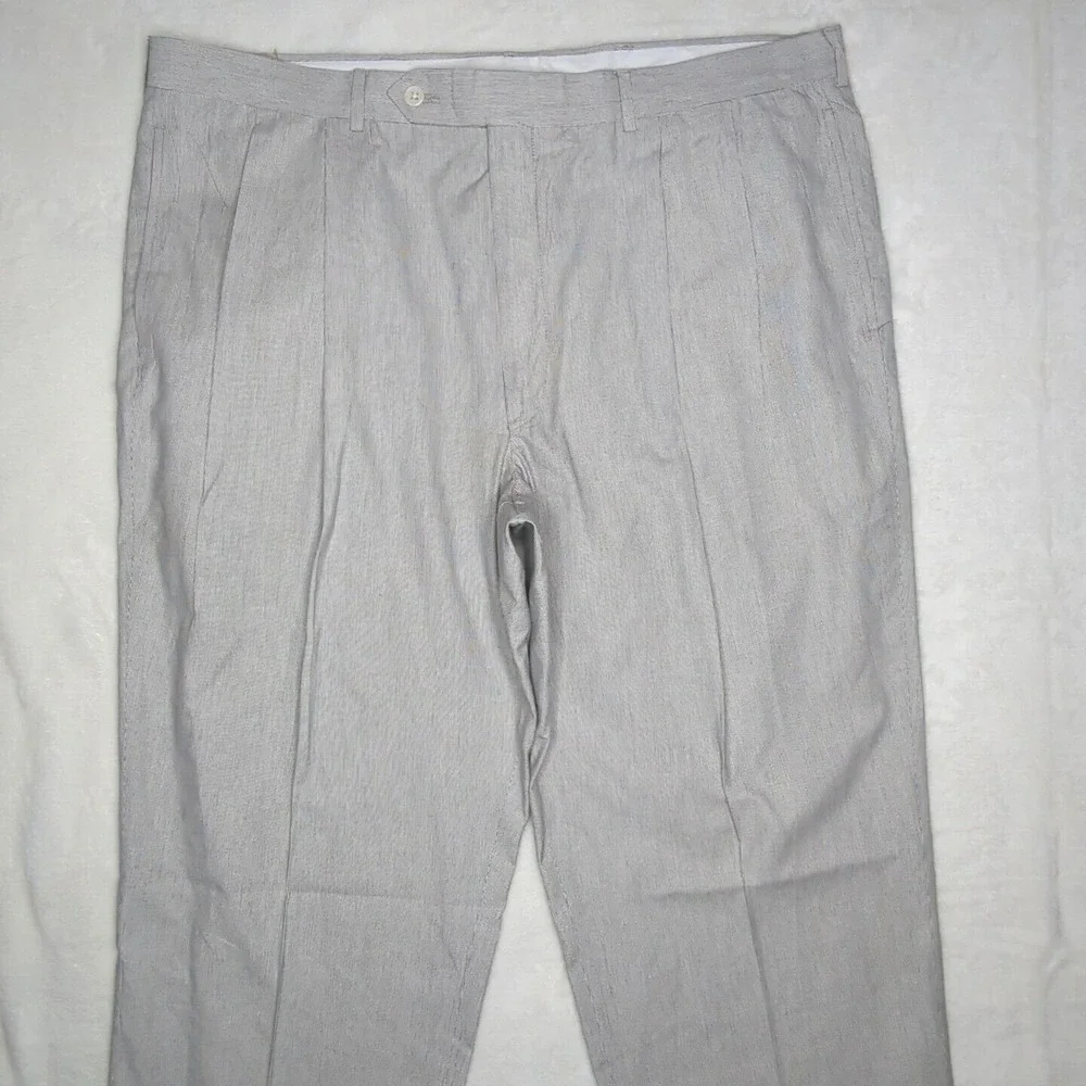 Vintage Corbin‎ Ltd. Men's Gray Pleated Pin Striped Pants Cuffed USA 40 x 31